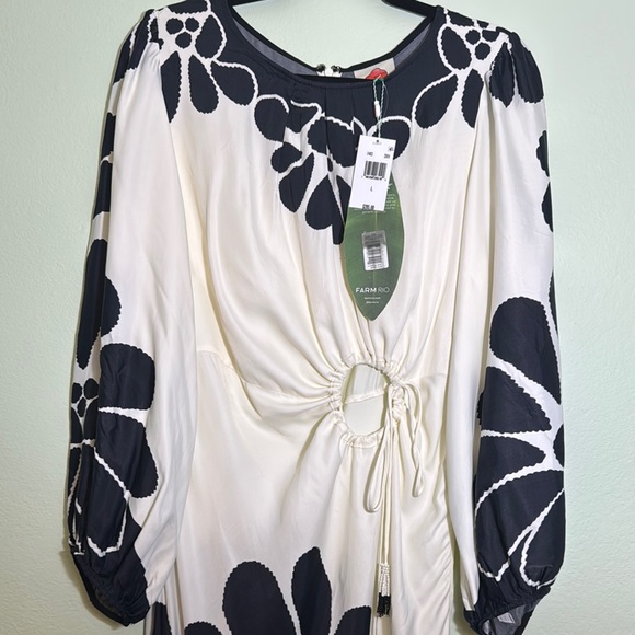 FARM Rio Palermo Floral Long Sleeve cutout Dress size L - Picture 7 of 13